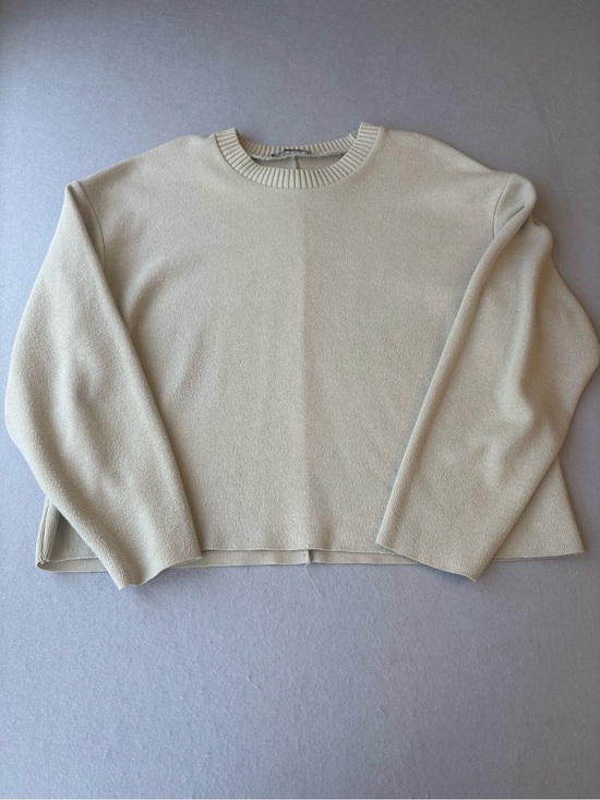 Zara Sweaters - Zara Cropped Crewneck Women's Sweater Sweatshirt in Soft Sage Cream Sz S